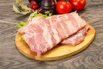 Raw pork ribs for cooking