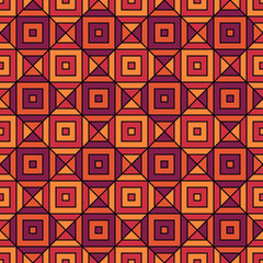 Triangles, checks ornament. Seamless pattern. Tiles backdrop. Triangular shapes, squares wallpaper. Geometric background. Ethic motif. Digital paper. Mosaic textile print. Geometrical web design
