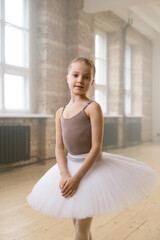 Little ballet dancer in tutu dress