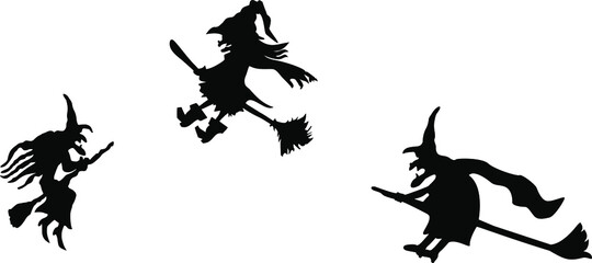 Flying witches for halloween. Vector illustration