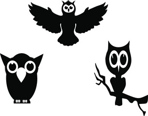 Fototapeta premium Owl set for halloween and printing. Vector