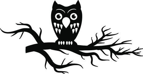 Owl on tree branch for halloween