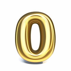 Golden font Number 0 ZERO 3D