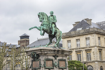 Fototapeta na wymiar Equestrian Statue of Napoleon Bonaparte (1865) at Place du General de Gaulle. Rouen, Normandy, France.