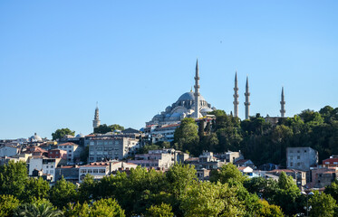 Fototapeta na wymiar One of the most beautiful and largest Suleymaniye Mosque in Istanbul, Turkey