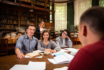 Group of students studying together