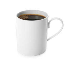 Aromatic coffee in cup isolated on white