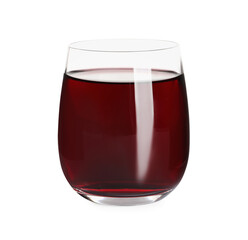 Glass of fresh tasty juice isolated on white