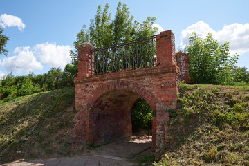 Russia. The town of Volokolamsk. Arched bridge over the road passing through the earthen rampart