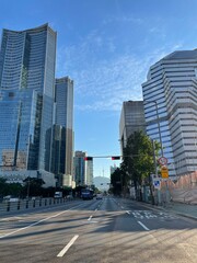 Fototapeta na wymiar building, seoul, street, skyscrapper