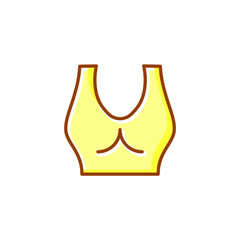 Female yellow sports bra flat icon. Homewear and sleepwear. Color filled symbol. Isolated vector illustration