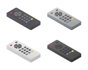 TV remote control set. Isometric colored vector Illustration. Isolated on white background.  © Kay