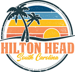 Hilton Head South Carolina Vintage Style Stamp Design