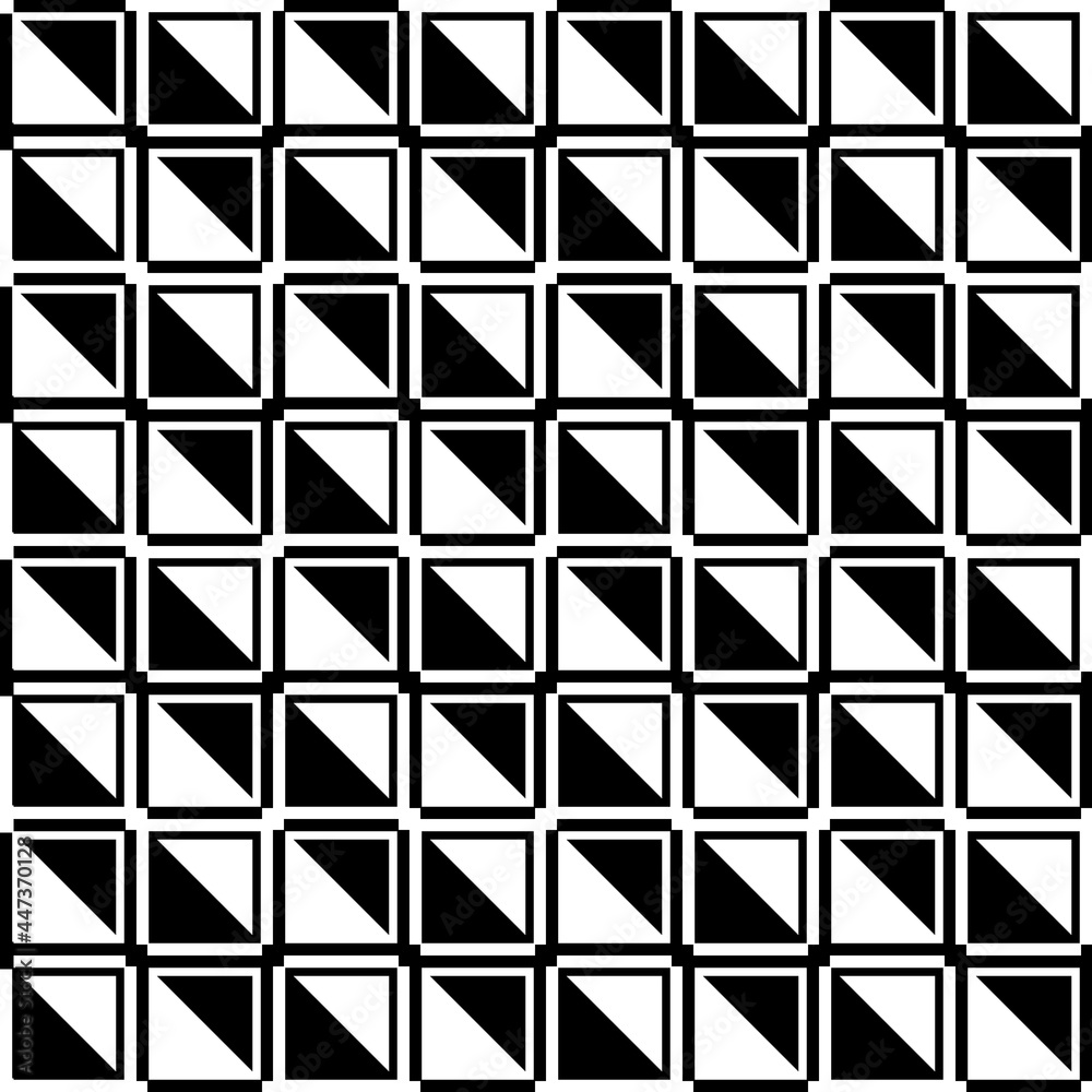 Poster Checker abstract board. Diagonal chess wallpaper with diagonal squares in black and white.
