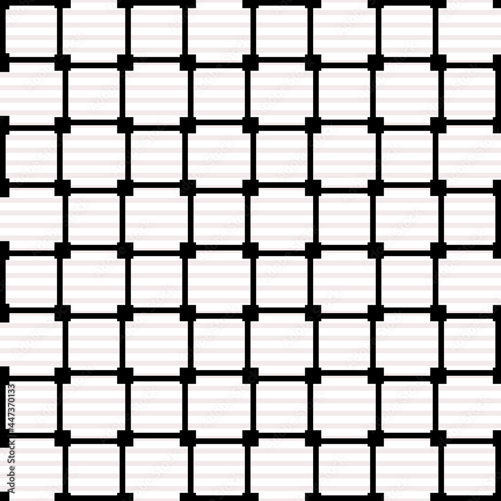 Leinwandbilder Black grid. Vector seamless squares. Connected emtry frames sample.