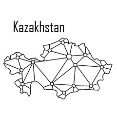 Kazakhstan map icon, vector illustration in black isolated on white background.