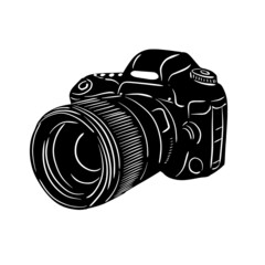 Graphic object SLR camera. Vector illustration