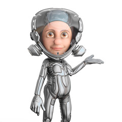 mini astronaut cartoon on present pose