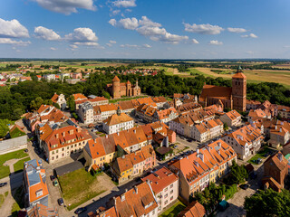 Panorama of the city of Reszel - Castle and the Church of Saint Apostles Peter and Paul in Reszel,...