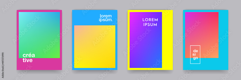 Aufkleber Pattern backgrounds, abstract color gradient and geometric halftone vector line shapes. Posters and book covers pattern backgrounds
