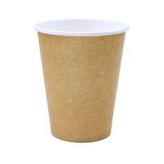 Beige paper coffee cup isolated on a white background.. Beige tea cup isolated.Blank mockup