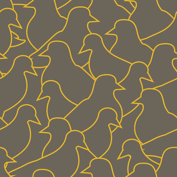 Vector grey and yellow pigeons seamless pattern. Ideal for city life and pigeon lovers. Perfect for fabric, wallpaper, scrapbooking and stationery.