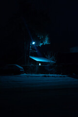 house in the night snow