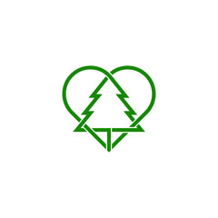 Pine tree with love sahep design for nature logo inspiration