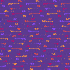 Abstract boho arrows graphic seamless pattern. Ethnic apache design. Tribal indian motif. Hand