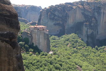 Meteora monastery in the hills in Greece