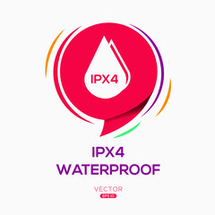 Creative (waterproof IPX4) Icon ,Vector sign.
