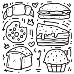 hand drawn bread coloring cartoon doodle design