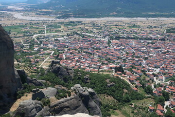 View of Meteora from a mountain monastery