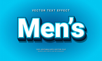 Men's editable text style effect with blue color