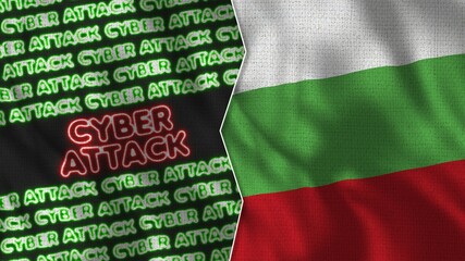 Bulgaria Realistic Flag with Cyber Attack Titles Illustration