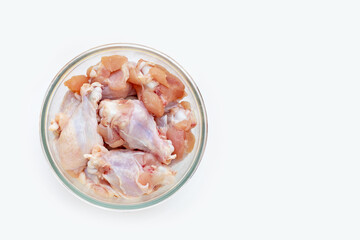 Fresh raw chicken wings (wingstick) in glass bowl