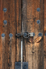 old wooden door with lock