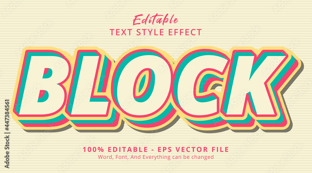 Fototapete editable text effect, block text on modern writing style effect