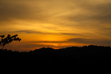 Fototapeta premium Sunset Behind Mountains