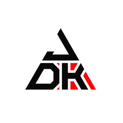 JDK triangle letter logo design with triangle shape. JDK triangle logo design monogram. JDK triangle vector logo template with red color. JDK triangular logo Simple, Elegant, and Luxurious Logo. JDK 