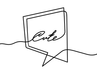 Continuous one line drawing of speech bubble. freehand drawn comic book speech bubble cartoon word cute