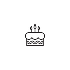 Simple Birthday Cake Icon Illustration Design, Cake Symbol with Outlined Style Template Vector