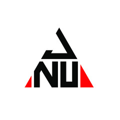 JNU triangle letter logo design with triangle shape. JNU triangle logo design monogram. JNU triangle vector logo template with red color. JNU triangular logo Simple, Elegant, and Luxurious Logo. JNU 