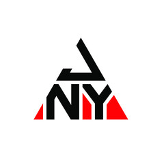 JNY triangle letter logo design with triangle shape. JNY triangle logo design monogram. JNY triangle vector logo template with red color. JNY triangular logo Simple, Elegant, and Luxurious Logo. JNY 