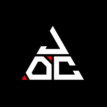 JOC triangle letter logo design with triangle shape. JOC triangle logo design monogram. JOC triangle vector logo template with red color. JOC triangular logo Simple, Elegant, and Luxurious Logo. JOC 