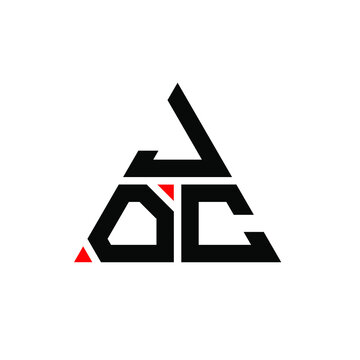 JOC triangle letter logo design with triangle shape. JOC triangle logo design monogram. JOC triangle vector logo template with red color. JOC triangular logo Simple, Elegant, and Luxurious Logo. JOC 