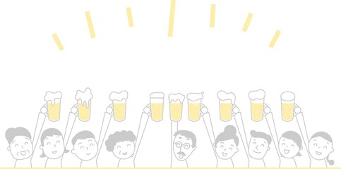 ビールで乾杯する人々