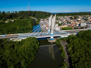 aerial image of the Bridge in city of Rio das Ostras - RJ - Brazil drone dji