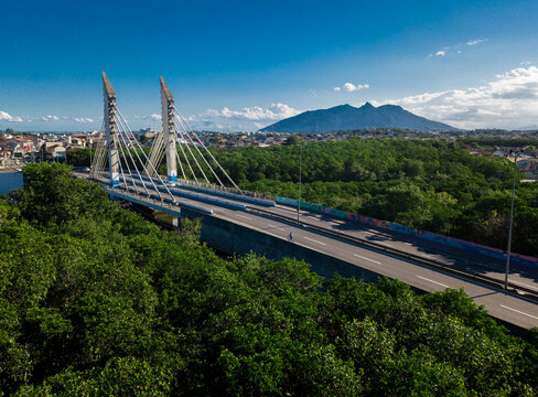 aerial image of the Bridge in city of Rio das Ostras - RJ - Brazil drone dji