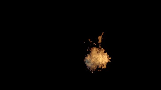 Enraging fire burst from flamethrower in darkness